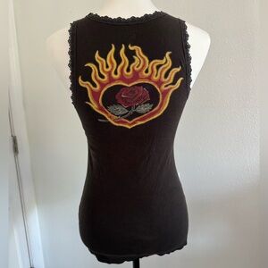 Black Tunic Tank Top with Red ‘Amor’ Print